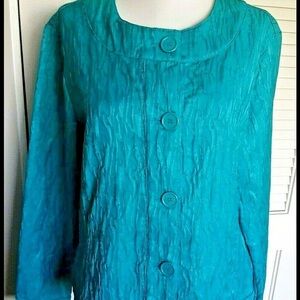 Chico’s Jacket Jade Green Ripple Kaden in Cyan CHICO'S 1  = Women’s Size S M